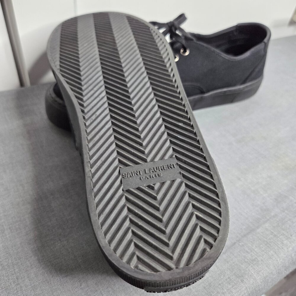 Saint Laurent - Men's Venice Black Canvas Low Top Sneakers - NWOT Size EU45 - Picture 10 of 12